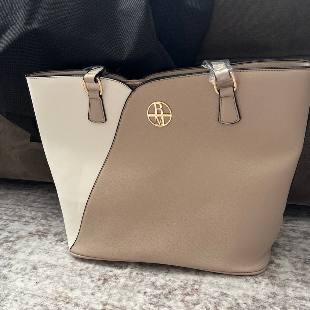 Badgley Mischka Beige and Cream Tote Bag